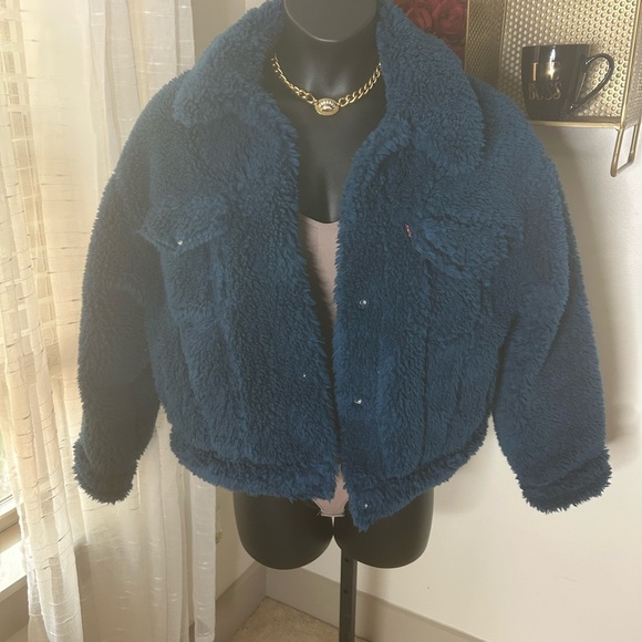 Levi's Deep Blue Teddy Jacket - Picture 2 of 7